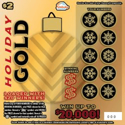 Holiday Gold - Winter Green - Festive Red scratch-off ticket