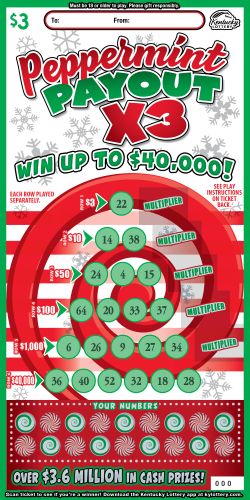 Peppermint Payout X3 scratch-off ticket