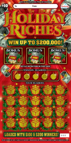 Holiday Riches scratch-off ticket