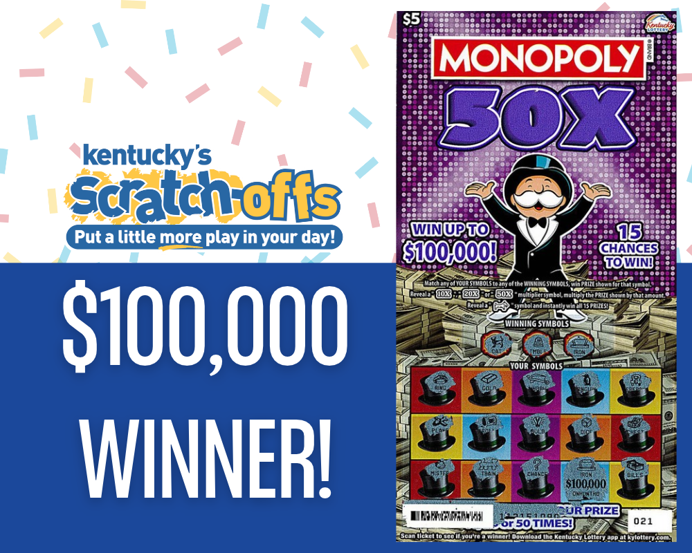 Image depicts the amount won on a specific lottery game. Winners may be in the image holding a large check made out to the amount they won. Clicking this image will open a new tab with that shows the story behind the win.
