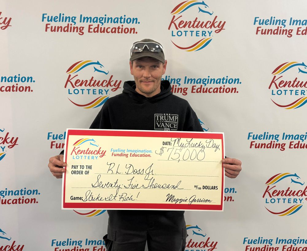 Image depicts the amount won on a specific lottery game. Winners may be in the image holding a large check made out to the amount they won. Clicking this image will open a new tab with that shows the story behind the win.